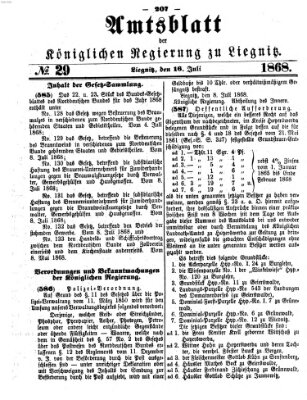 Amts-Blatt der Preußischen Regierung zu Liegnitz Samstag 18. Juli 1868