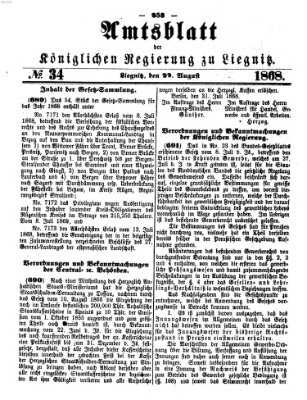 Amts-Blatt der Preußischen Regierung zu Liegnitz Samstag 22. August 1868