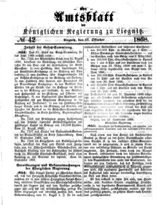 Amts-Blatt der Preußischen Regierung zu Liegnitz Samstag 17. Oktober 1868