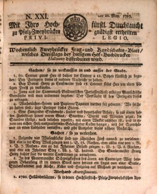 Zweybrückisches Wochenblatt (Zweibrücker Wochenblatt) Dienstag 26. Mai 1767