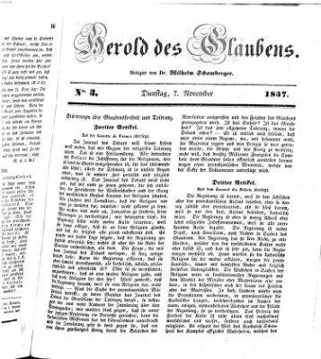 Herold des Glaubens Dienstag 7. November 1837