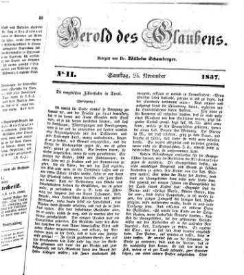 Herold des Glaubens Samstag 25. November 1837