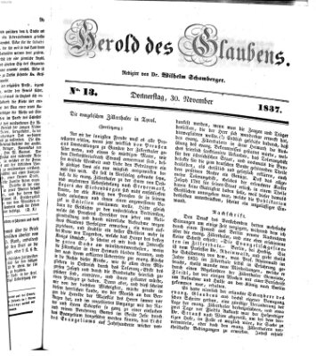 Herold des Glaubens Donnerstag 30. November 1837