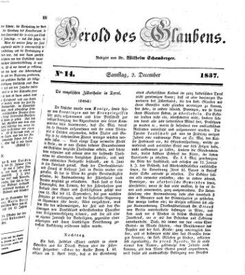 Herold des Glaubens Samstag 2. Dezember 1837