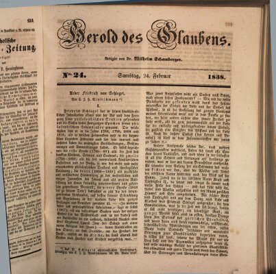 Herold des Glaubens Samstag 24. Februar 1838