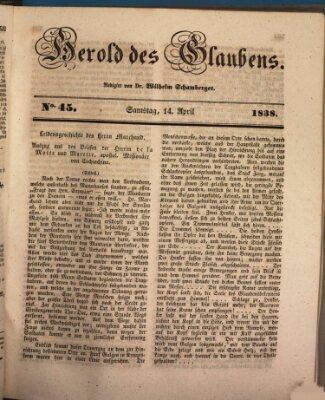 Herold des Glaubens Samstag 14. April 1838