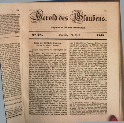 Herold des Glaubens Samstag 21. April 1838