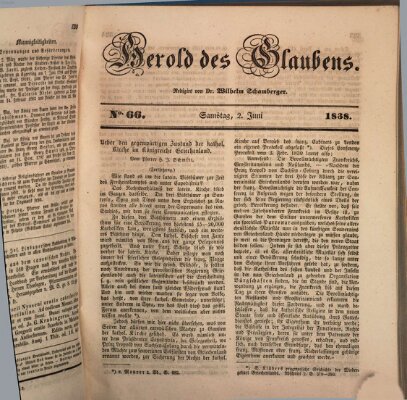 Herold des Glaubens Samstag 2. Juni 1838