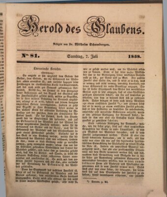 Herold des Glaubens Samstag 7. Juli 1838