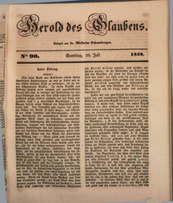 Herold des Glaubens Samstag 28. Juli 1838