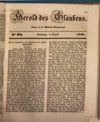 Herold des Glaubens Samstag 4. August 1838