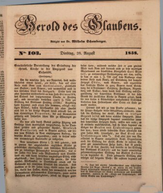 Herold des Glaubens Dienstag 28. August 1838