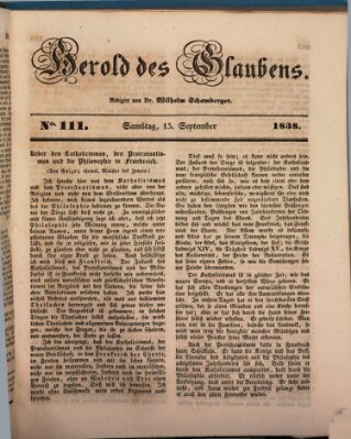 Herold des Glaubens Samstag 15. September 1838