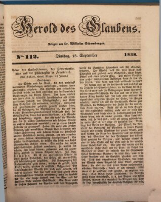 Herold des Glaubens Dienstag 18. September 1838