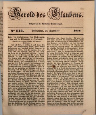 Herold des Glaubens Donnerstag 20. September 1838