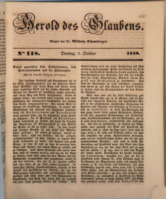 Herold des Glaubens Dienstag 2. Oktober 1838