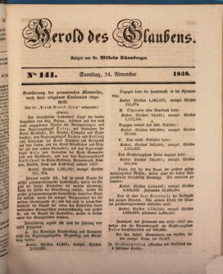 Herold des Glaubens Samstag 24. November 1838