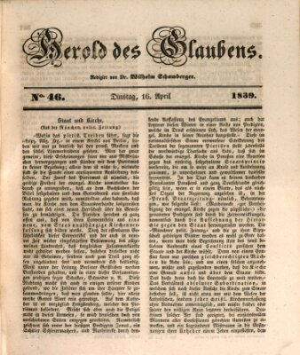 Herold des Glaubens Dienstag 16. April 1839