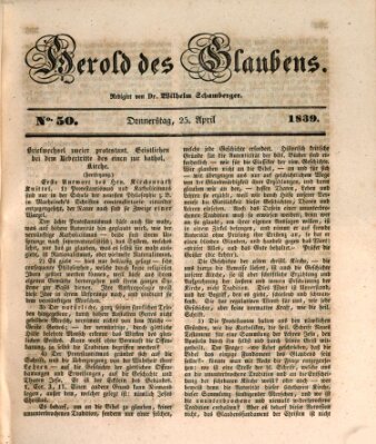 Herold des Glaubens Donnerstag 25. April 1839