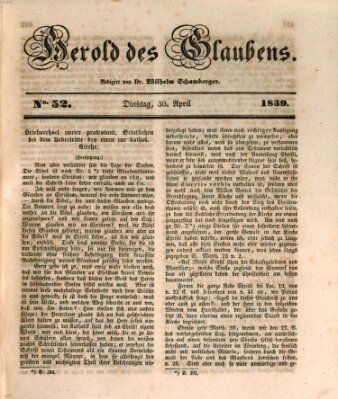 Herold des Glaubens Dienstag 30. April 1839