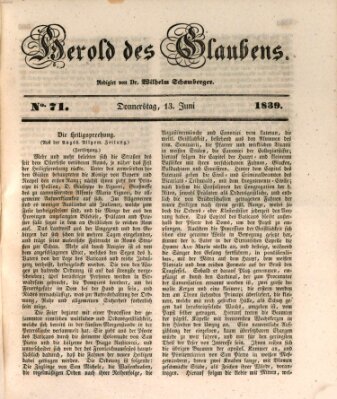 Herold des Glaubens Donnerstag 13. Juni 1839