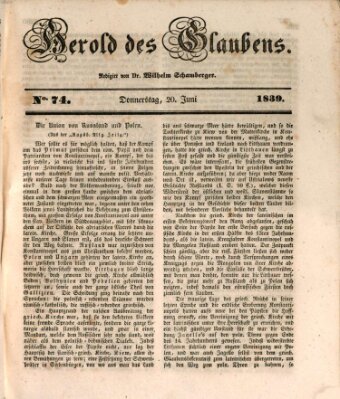 Herold des Glaubens Donnerstag 20. Juni 1839