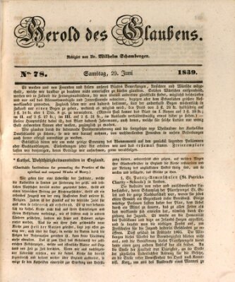 Herold des Glaubens Samstag 29. Juni 1839