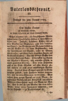 Vaterlandschronik (Deutsche Chronik) Freitag 9. Januar 1789