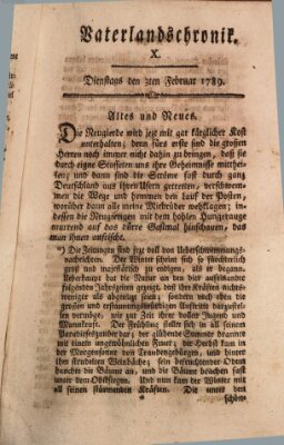 Vaterlandschronik (Deutsche Chronik) Dienstag 3. Februar 1789