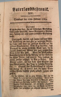 Vaterlandschronik (Deutsche Chronik) Dienstag 17. Februar 1789