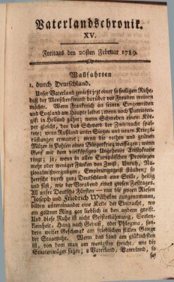Vaterlandschronik (Deutsche Chronik) Freitag 20. Februar 1789