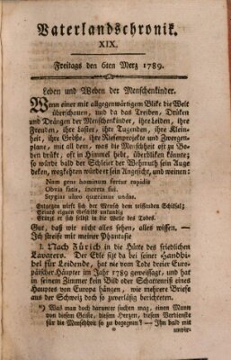 Vaterlandschronik (Deutsche Chronik) Freitag 6. März 1789