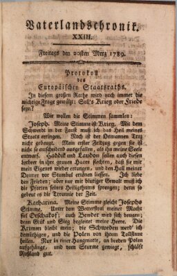 Vaterlandschronik (Deutsche Chronik) Freitag 20. März 1789