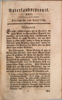 Vaterlandschronik (Deutsche Chronik) Freitag 17. April 1789