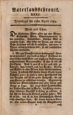 Vaterlandschronik (Deutsche Chronik) Dienstag 21. April 1789