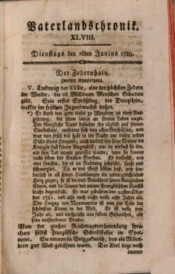 Vaterlandschronik (Deutsche Chronik) Dienstag 16. Juni 1789