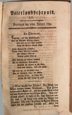 Vaterlandschronik (Deutsche Chronik) Freitag 10. Juli 1789