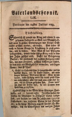 Vaterlandschronik (Deutsche Chronik) Freitag 24. Juli 1789