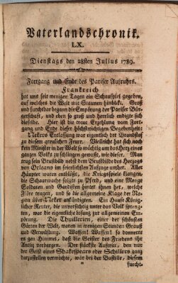 Vaterlandschronik (Deutsche Chronik) Dienstag 28. Juli 1789