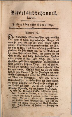 Vaterlandschronik (Deutsche Chronik) Freitag 21. August 1789