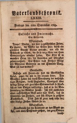 Vaterlandschronik (Deutsche Chronik) Freitag 11. September 1789