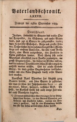 Vaterlandschronik (Deutsche Chronik) Freitag 25. September 1789