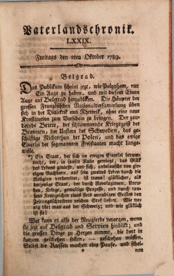 Vaterlandschronik (Deutsche Chronik) Freitag 2. Oktober 1789