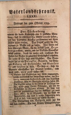 Vaterlandschronik (Deutsche Chronik) Freitag 9. Oktober 1789