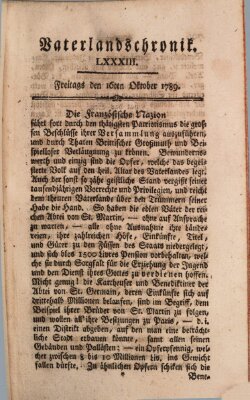 Vaterlandschronik (Deutsche Chronik) Freitag 16. Oktober 1789