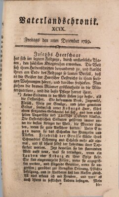 Vaterlandschronik (Deutsche Chronik) Freitag 11. Dezember 1789
