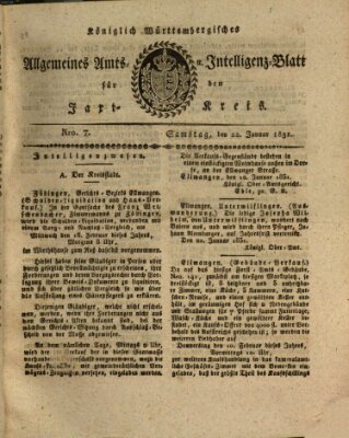 Allgemeines Amts- und Intelligenz-Blatt für den Jaxt-Kreis Samstag 22. Januar 1831