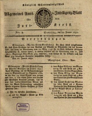 Allgemeines Amts- und Intelligenz-Blatt für den Jaxt-Kreis Samstag 29. Januar 1831