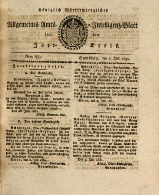 Allgemeines Amts- und Intelligenz-Blatt für den Jaxt-Kreis Samstag 9. Juli 1831