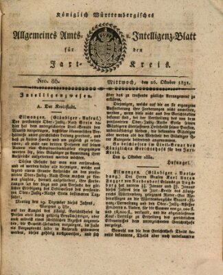 Allgemeines Amts- und Intelligenz-Blatt für den Jaxt-Kreis Mittwoch 26. Oktober 1831